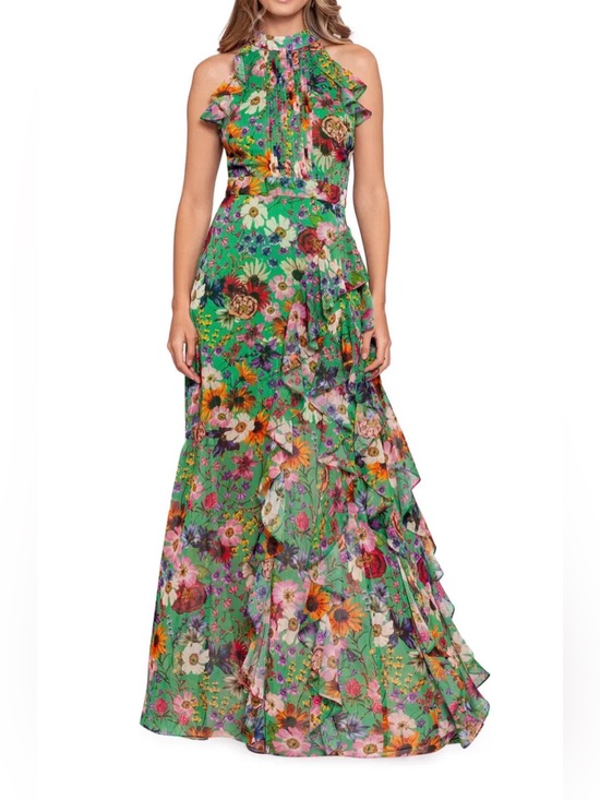Betsy & Adam Dresses & Skirts - Betsy & Adam Floral Print Ruffled Halter Go Green